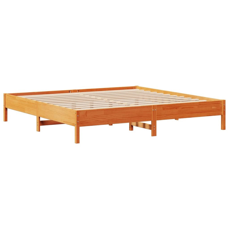 Bed Frame without Mattress Wax Brown 200x200 cm Solid Wood Pine