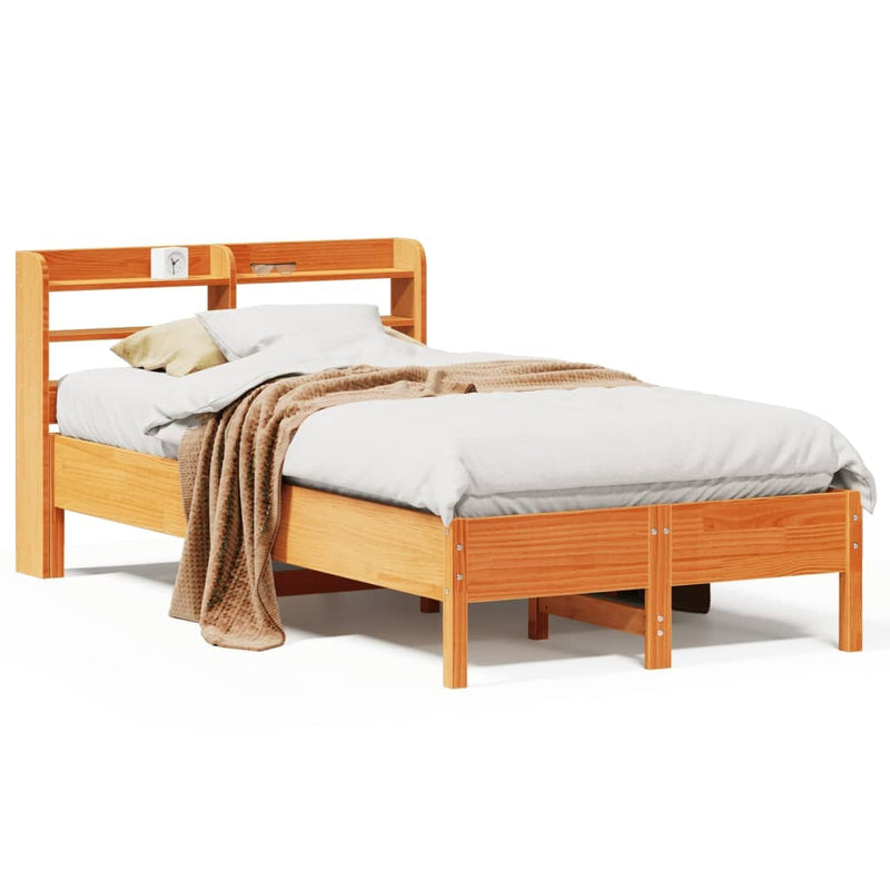 Bed Frame without Mattress Wax Brown 90x200 cm Solid Wood Pine