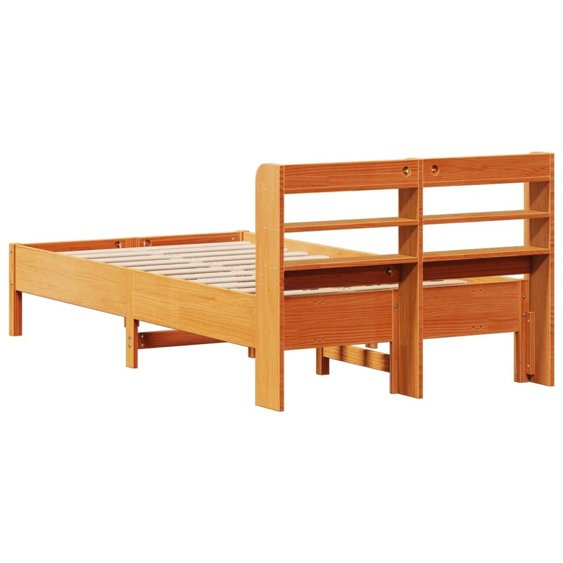 Bed Frame without Mattress Wax Brown 90x200 cm Solid Wood Pine