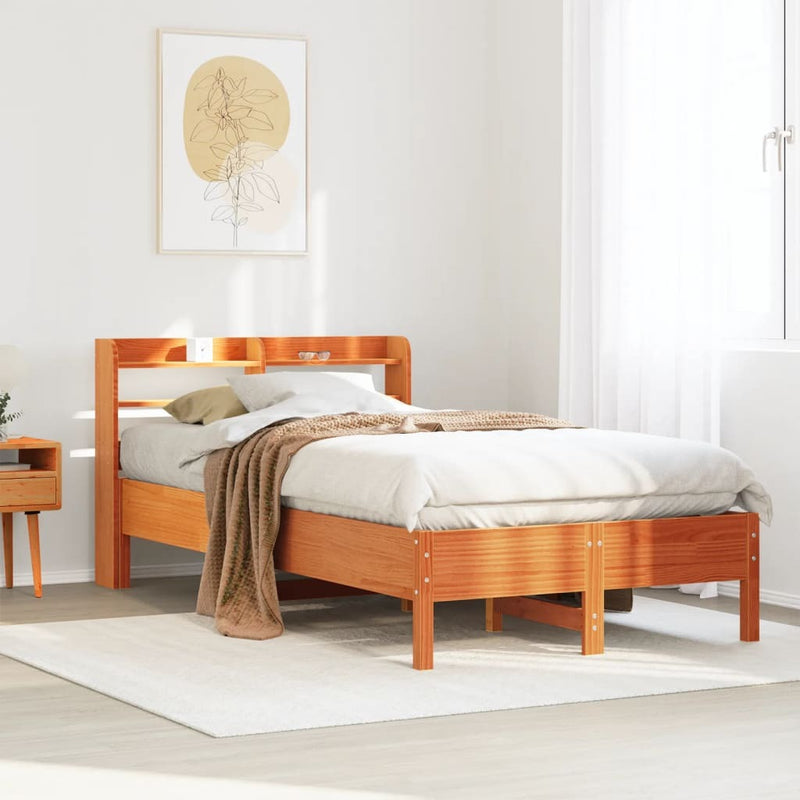 Bed Frame without Mattress Wax Brown 90x200 cm Solid Wood Pine