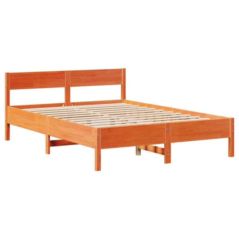 Bed Frame without Mattress Wax Brown 160x200 cm Solid Wood Pine