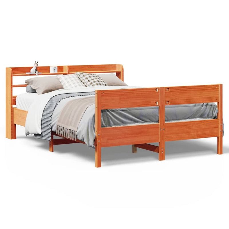 Bed Frame without Mattress Wax Brown 120x200 cm Solid Wood Pine