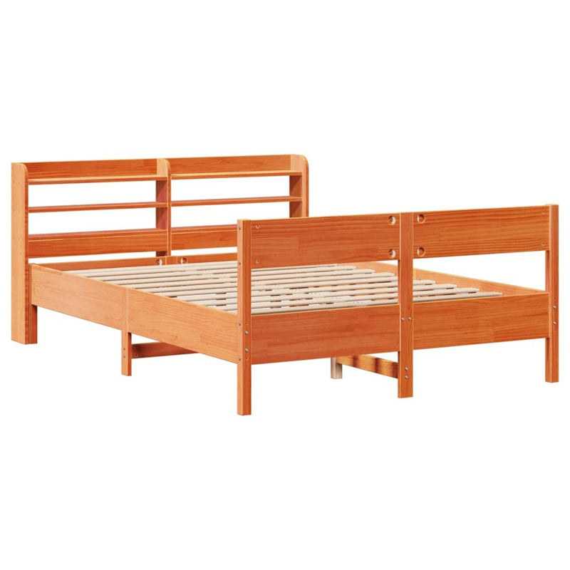 Bed Frame without Mattress Wax Brown 120x200 cm Solid Wood Pine