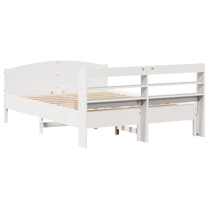 Bed Frame without Mattress White 140x190 cm Solid Wood Pine