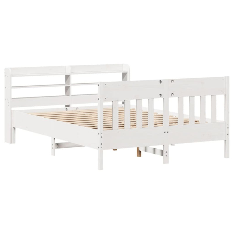 Bed Frame without Mattress White 150x200 cm King Size Solid Wood Pine