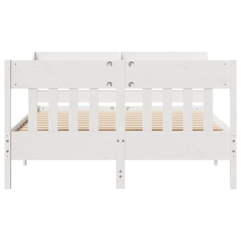 Bed Frame without Mattress White 150x200 cm King Size Solid Wood Pine