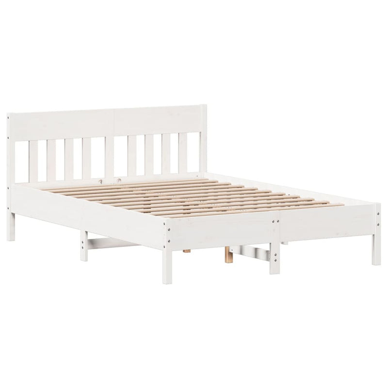 Bed Frame without Mattress White 150x200 cm King Size Solid Wood Pine