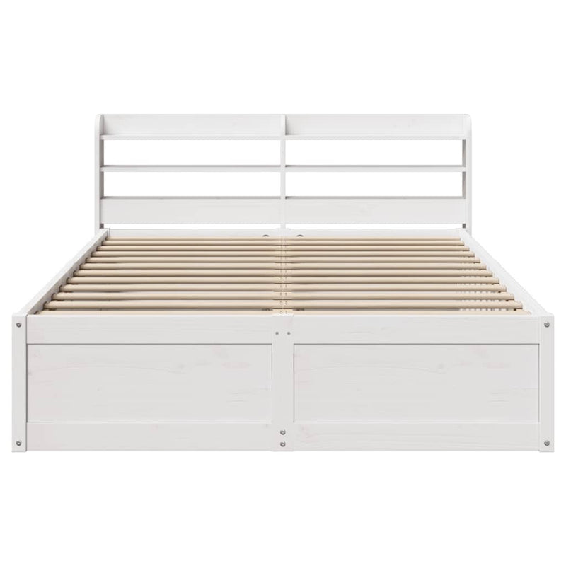 Bed Frame with Headboard White 140x200 cm Solid Wood Pine