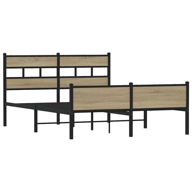 Metal Bed Frame without Mattress Sonoma Oak 160x200 cm