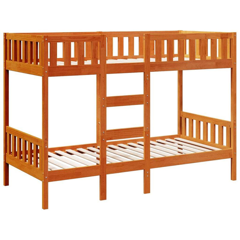 Bunk Bed Wax Brown 75x190 cm Solid Wood Pine