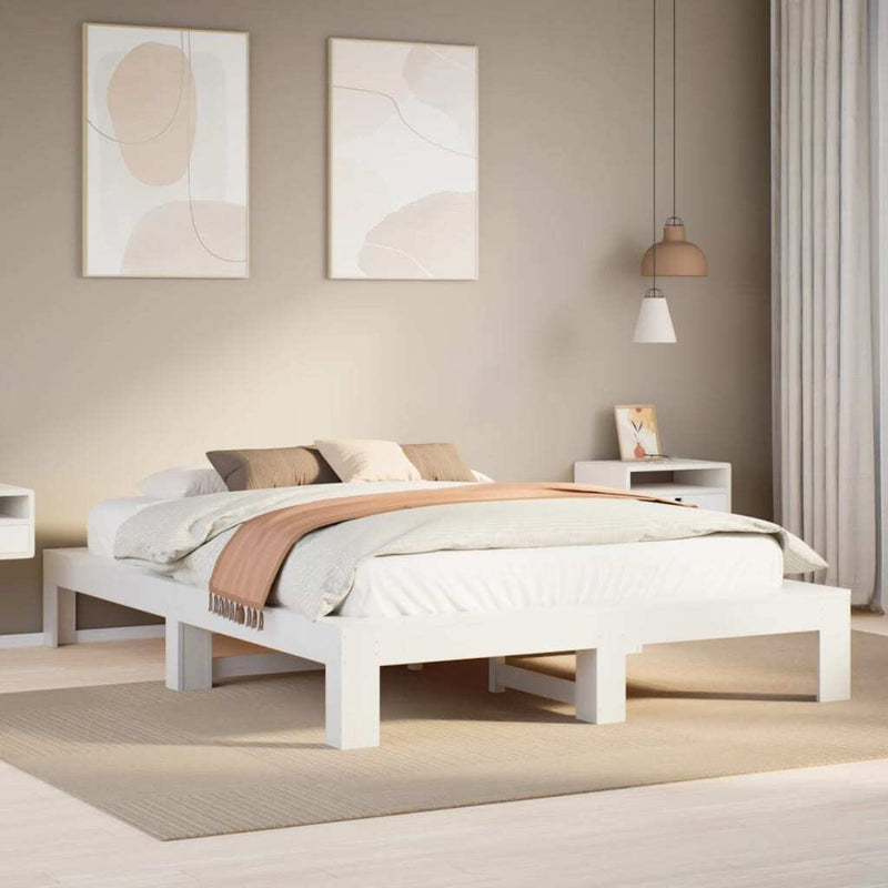 Bed Frame without Mattress White 140x200 cm Solid Wood Pine