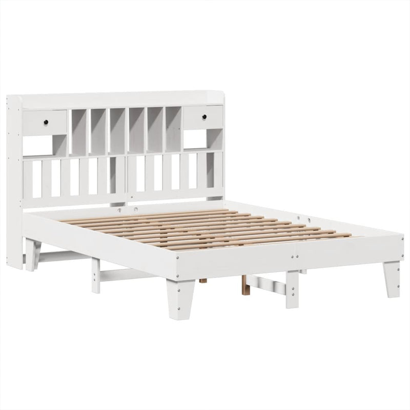 Bed Frame without Mattress White 140x190 cm Solid Wood Pine