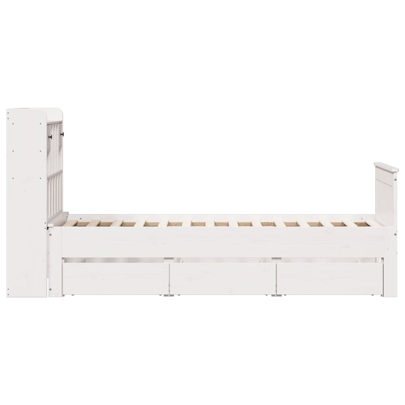 Bookcase Bed without Mattress White 100x200 cm Solid Wood Pine