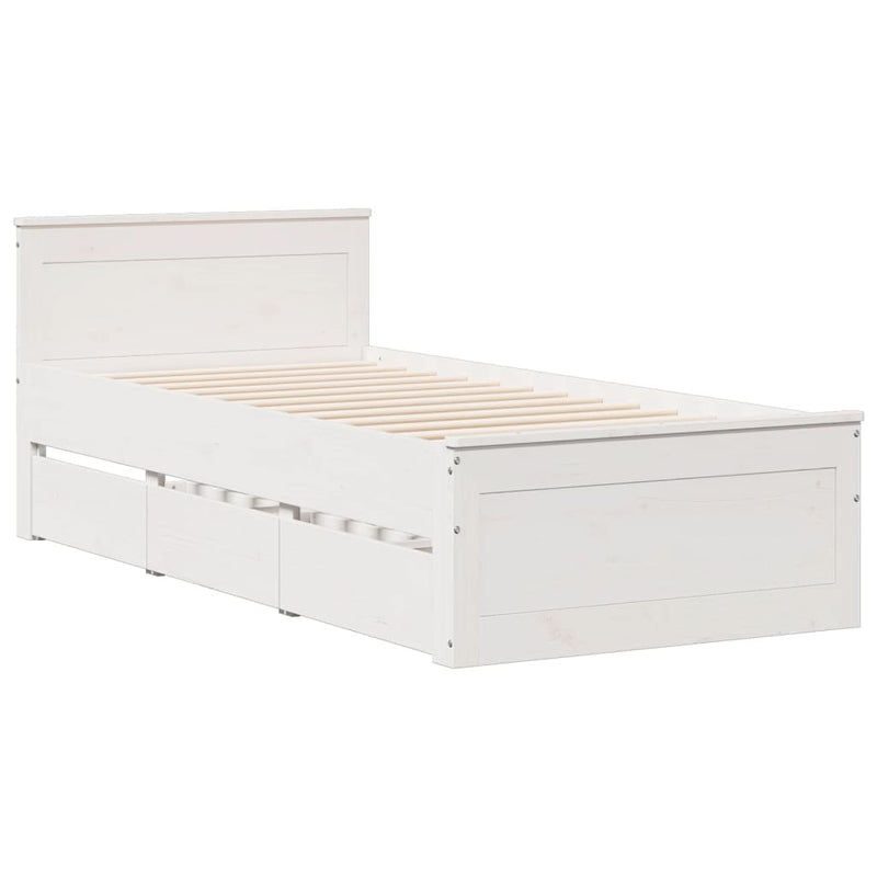 Bookcase Bed without Mattress White 100x200 cm Solid Wood Pine