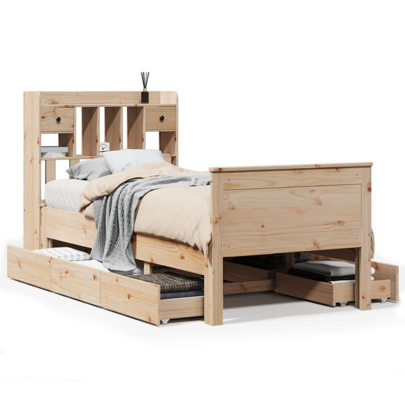 Bookcase Bed without Mattress 75x190 cm Small Single Solid Wood Pine