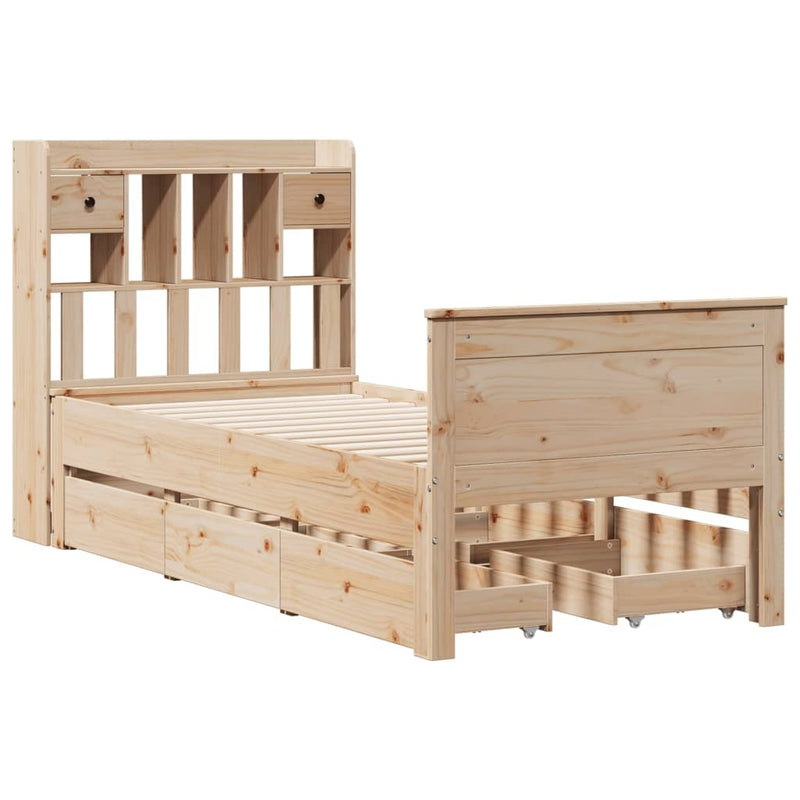 Bookcase Bed without Mattress 75x190 cm Small Single Solid Wood Pine