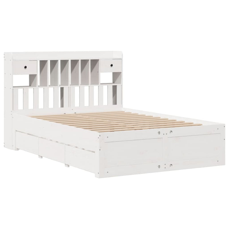 Bookcase Bed without Mattress White 160x200 cm Solid Wood Pine