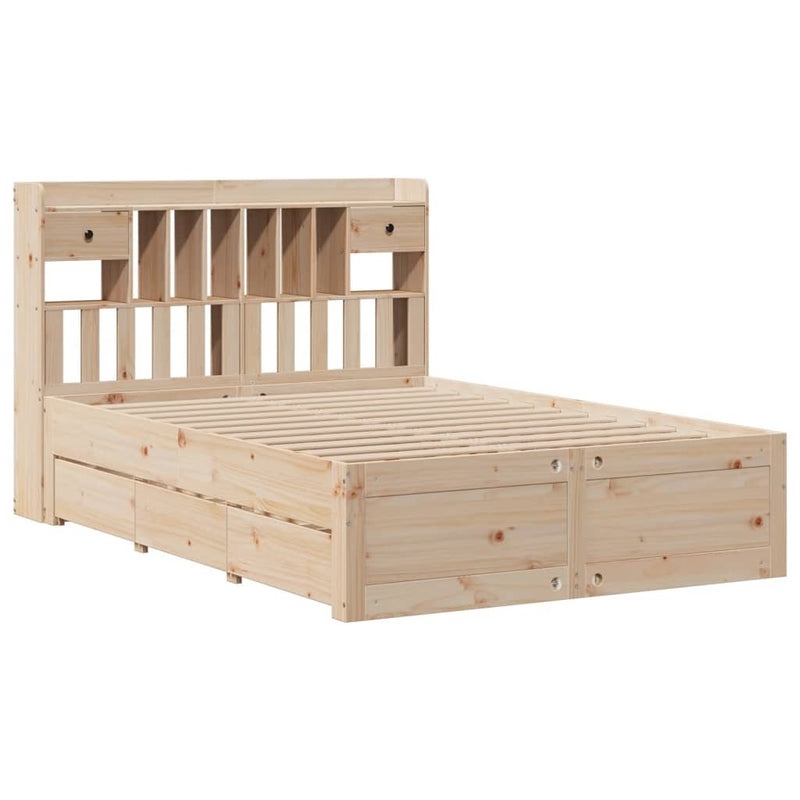 Bookcase Bed without Mattress 140x190 cm Solid Wood Pine