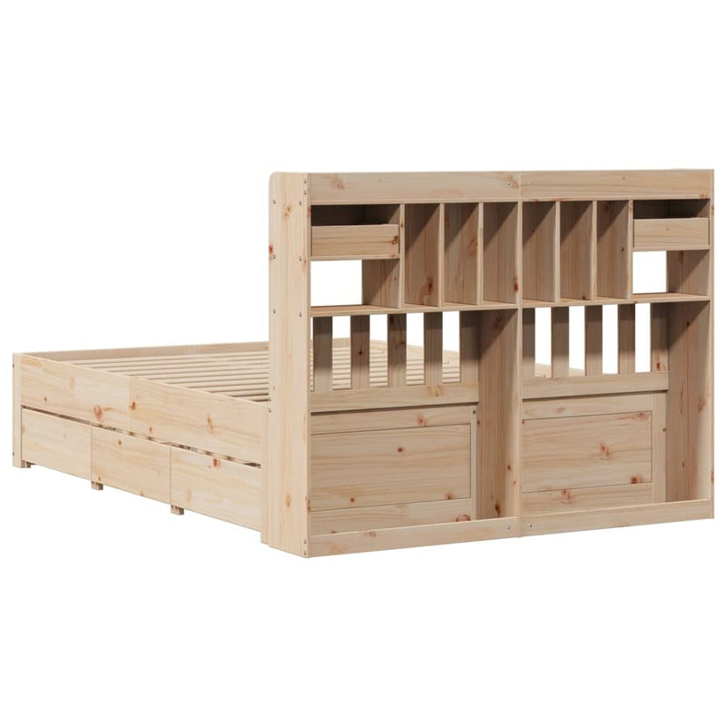 Bookcase Bed without Mattress 140x190 cm Solid Wood Pine