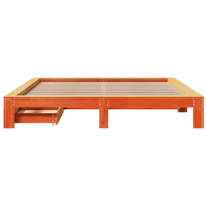 Bed Frame without Mattress Wax Brown 200x200 cm Solid Wood Pine