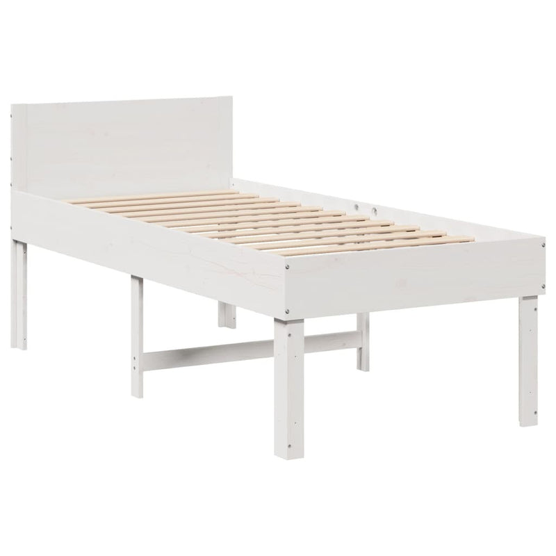 Bed Frame without Mattress White 75x190 cm Small Single Solid Wood Pine