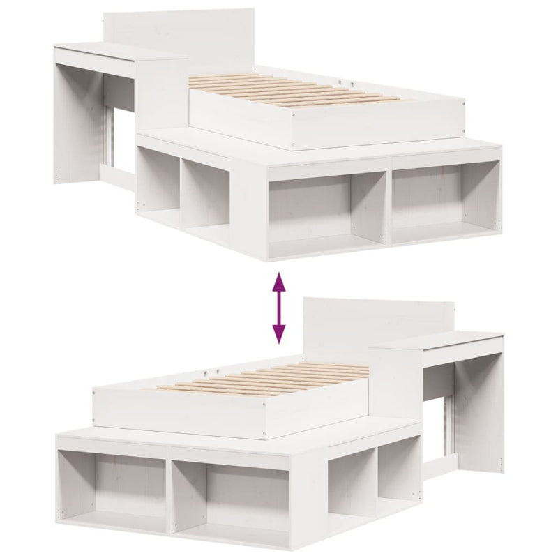 Bed Frame without Mattress White 75x190 cm Small Single Solid Wood Pine