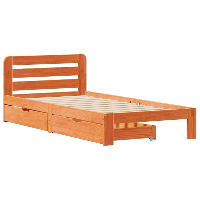 Bed Frame without Mattress Wax Brown 75x190 cm Small Single Solid Wood Pine