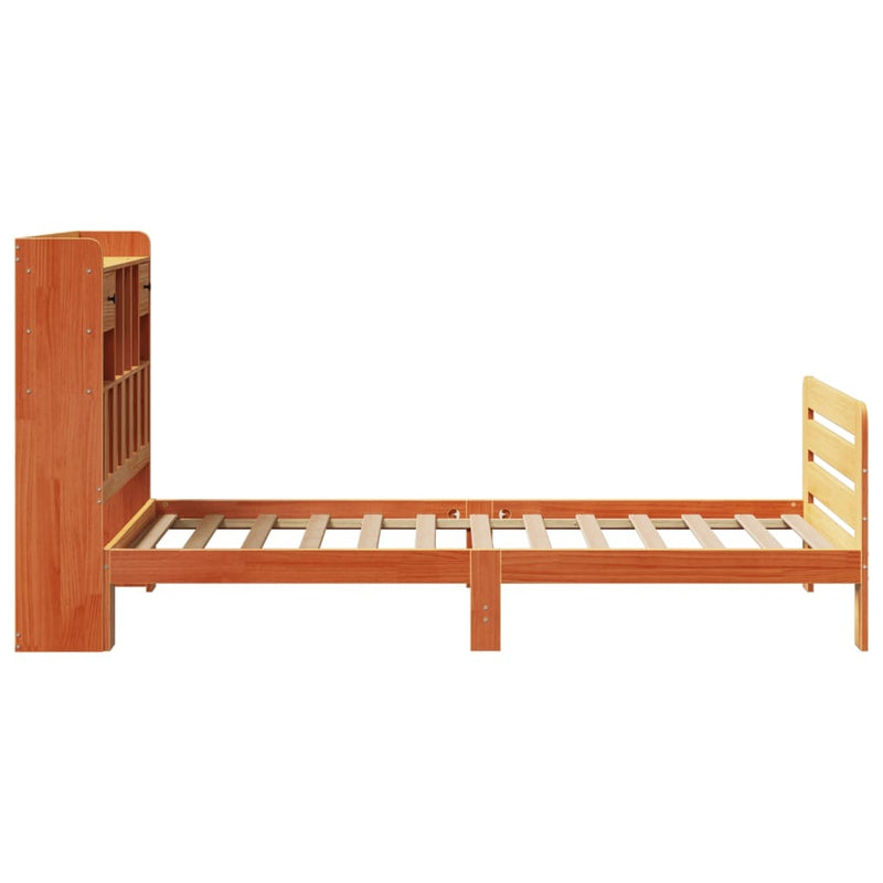 Bookcase Bed without Mattress Wax Brown 90x200 cm Solid Wood Pine