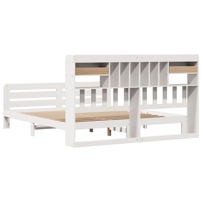 Bookcase Bed without Mattress White 200x200 cm Solid Wood Pine