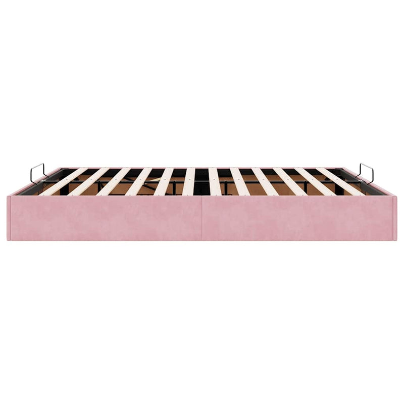 Ottoman Bed Frame No Mattress Pink 200x200 cm Velvet