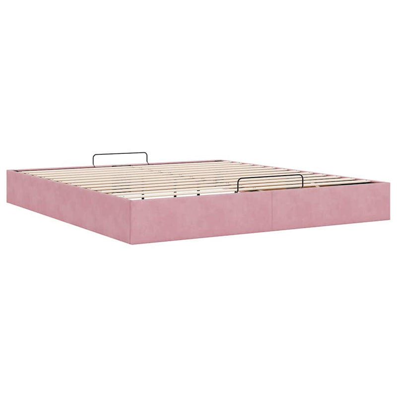 Ottoman Bed Frame No Mattress Pink 200x200 cm Velvet