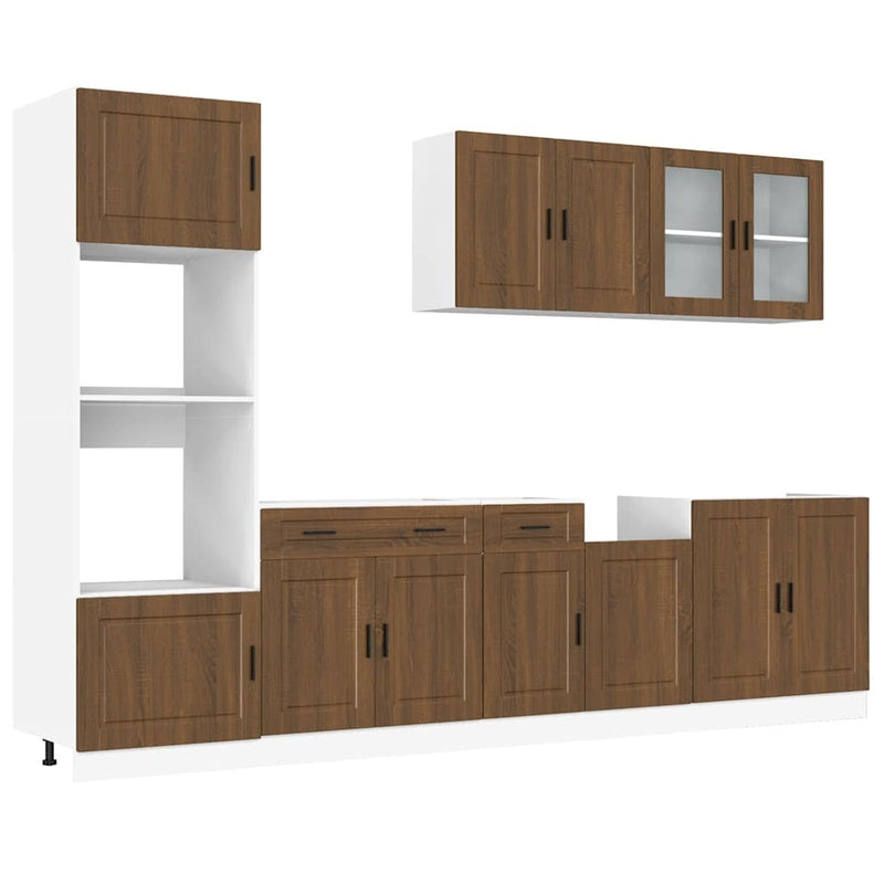 7 Piece Kitchen Cabinet Set Kalmar Brown Oak Engineered Wood