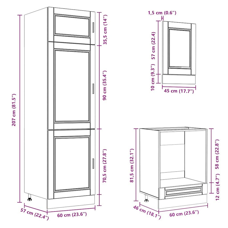 7 Piece Kitchen Cabinet Set Kalmar Concrete Grey Engineered Wood