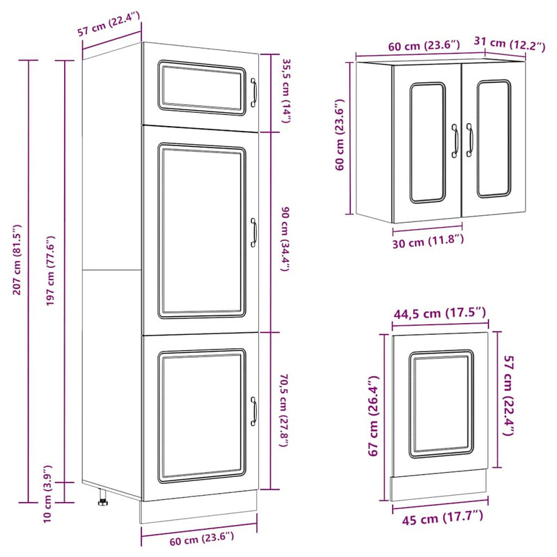 8 Piece Kitchen Cabinet Set Kalmar Old Wood Engineered Wood