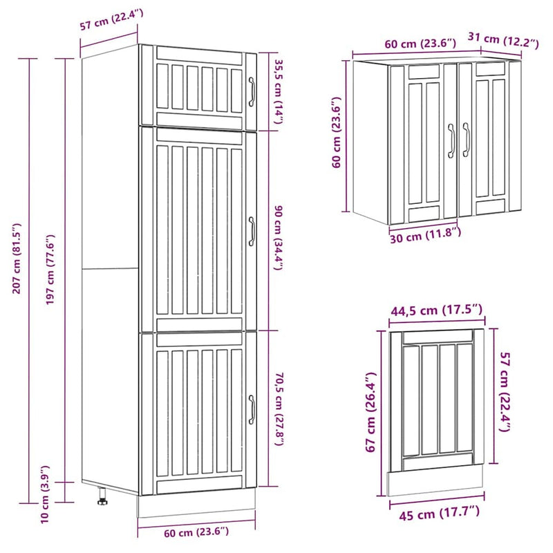 8 Piece Kitchen Cabinet Set Kalmar High Gloss White Engineered Wood