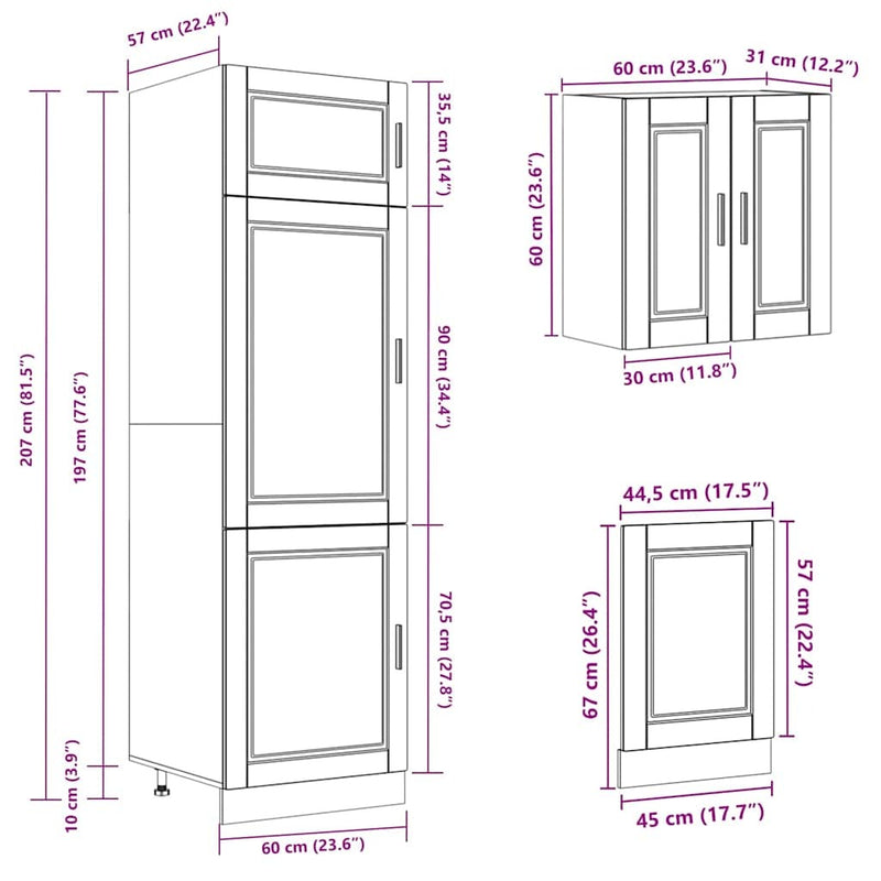 8 Piece Kitchen Cabinet Set Kalmar Old Wood Engineered Wood