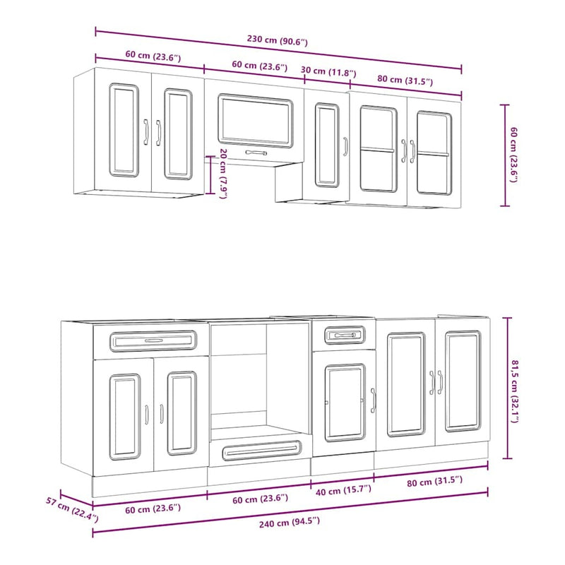 8 Piece Kitchen Cabinet Set Kalmar Sonoma Oak Engineered Wood