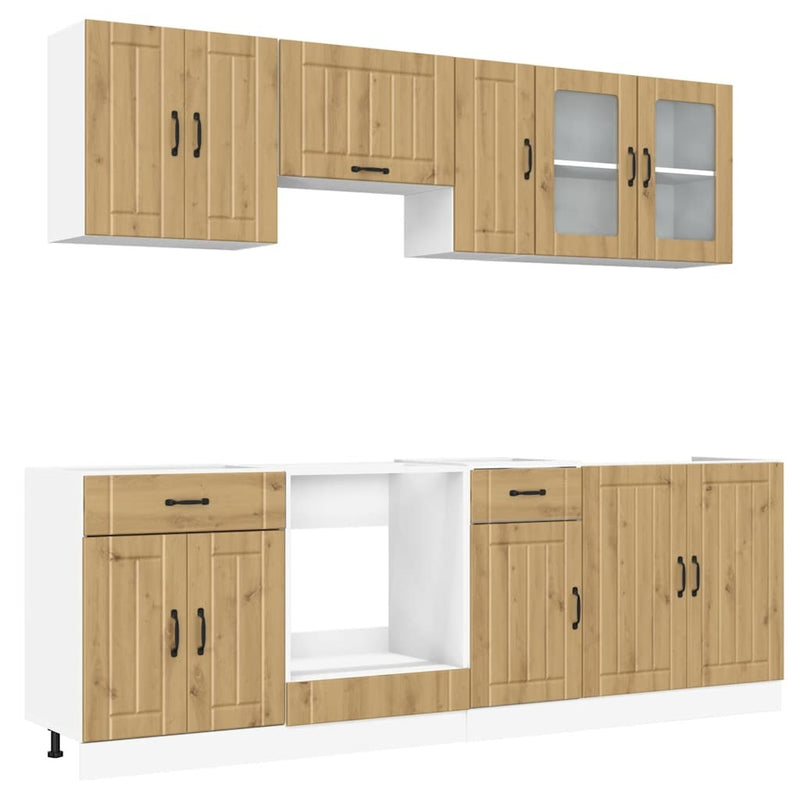 8 Piece Kitchen Cabinet Set Kalmar Artisan Oak Engineered Wood