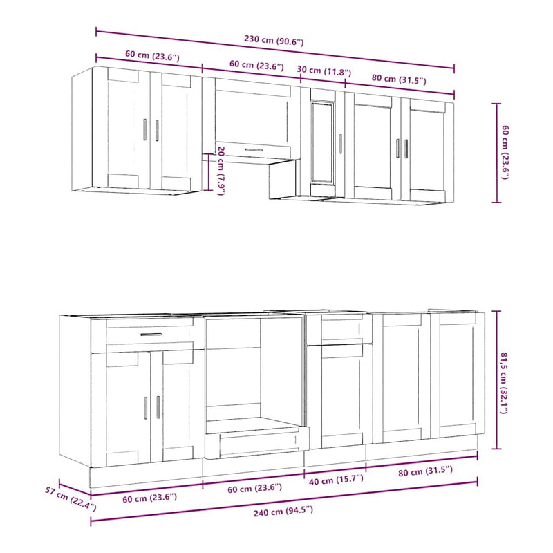 8 Piece Kitchen Cabinet Set Kalmar White Engineered Wood