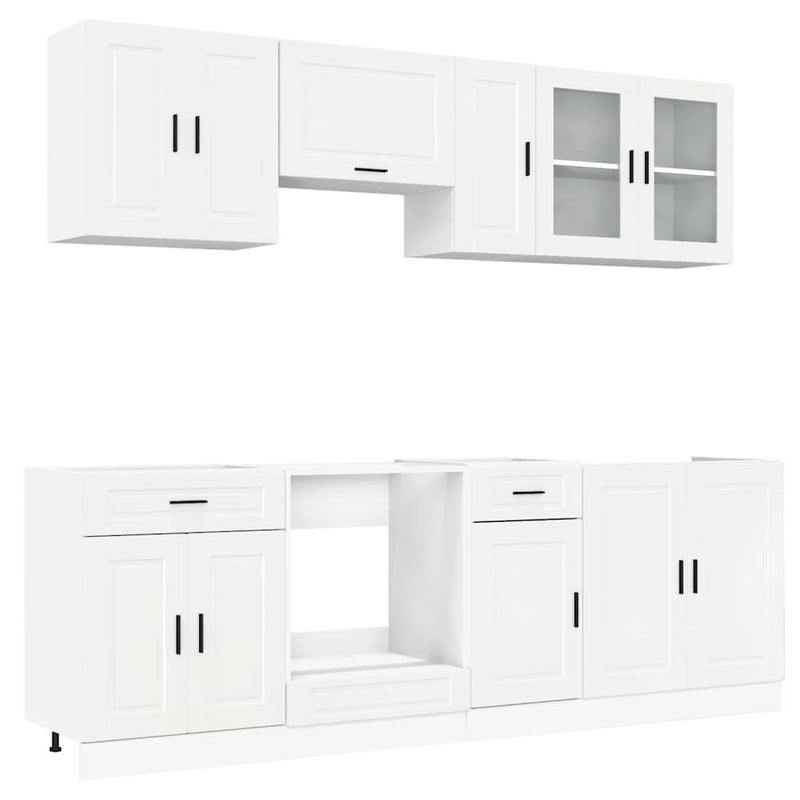 8 Piece Kitchen Cabinet Set Kalmar High Gloss White Engineered Wood