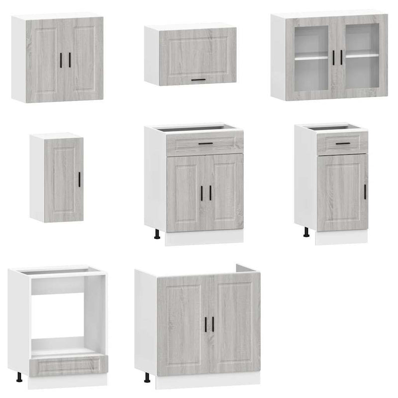 8 Piece Kitchen Cabinet Set Kalmar Grey Sonoma Engineered Wood