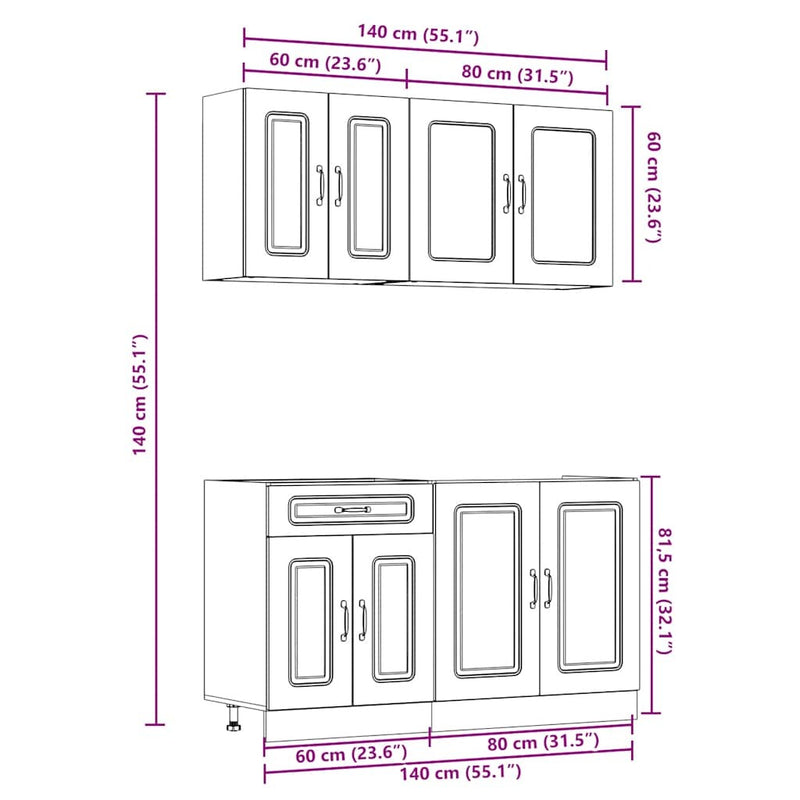 4 Piece Kitchen Cabinet Set Kalmar Sonoma Oak Engineered Wood