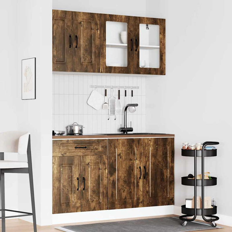 4 Piece Kitchen Cabinet Set Kalmar Smoked Oak Engineered Wood