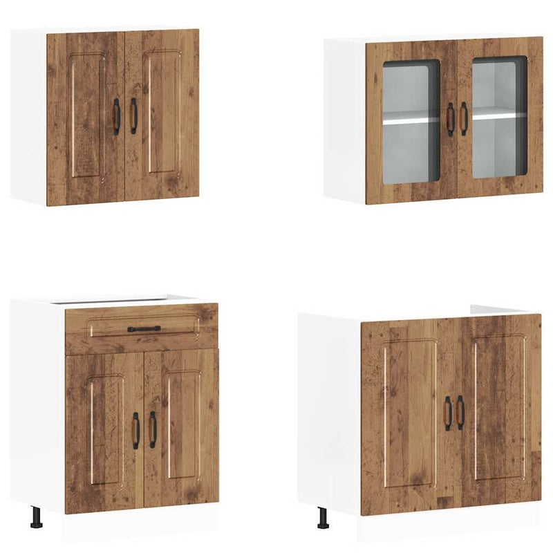 4 Piece Kitchen Cabinet Set Kalmar Old Wood Engineered Wood