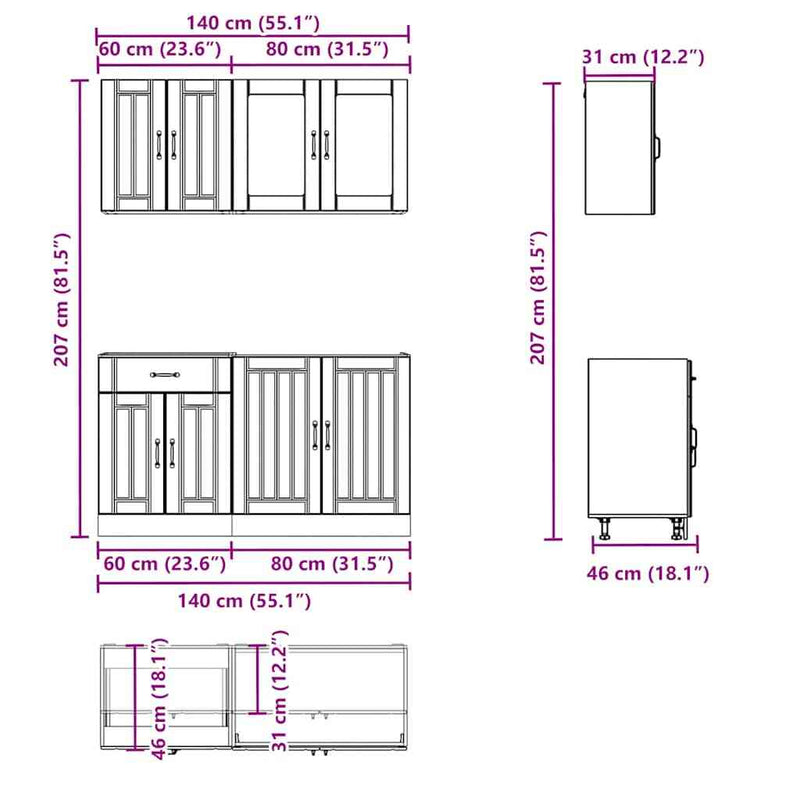 4 Piece Kitchen Cabinet Set Kalmar White Engineered Wood