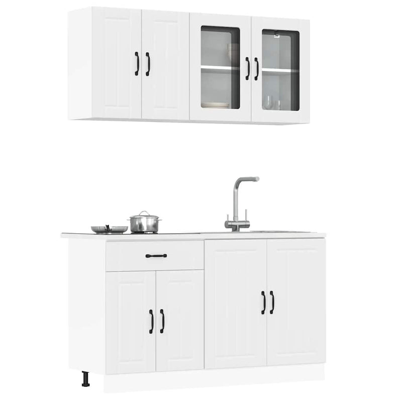 4 Piece Kitchen Cabinet Set Kalmar White Engineered Wood