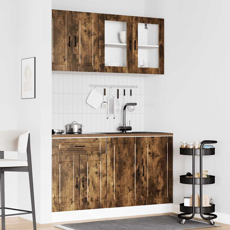 4 Piece Kitchen Cabinet Set Kalmar Smoked Oak Engineered Wood