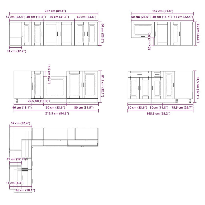 11 Piece Kitchen Cabinet Set Porto White Engineered Wood