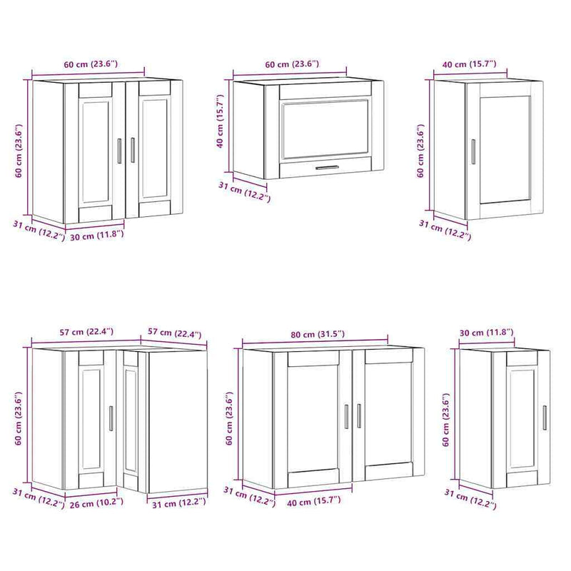 11 Piece Kitchen Cabinet Set Porto Black Engineered Wood