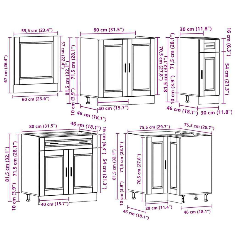 11 Piece Kitchen Cabinet Set Porto White Engineered Wood